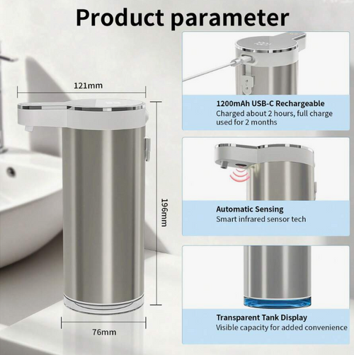 FreshFlush Steel Touch-Free Soap Dispenser